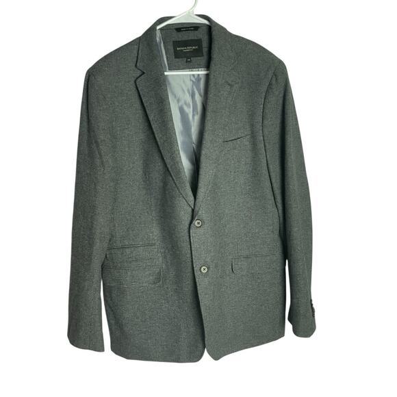 Banana Republic Suit Jacket Blazer Mens 44R Gray Micro Check Tailored Fit Cotton - Picture 2 of 16
